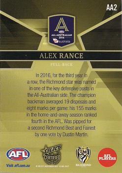 2017 Select Certified - 2016 All Australian #AA2 Alex Rance Back